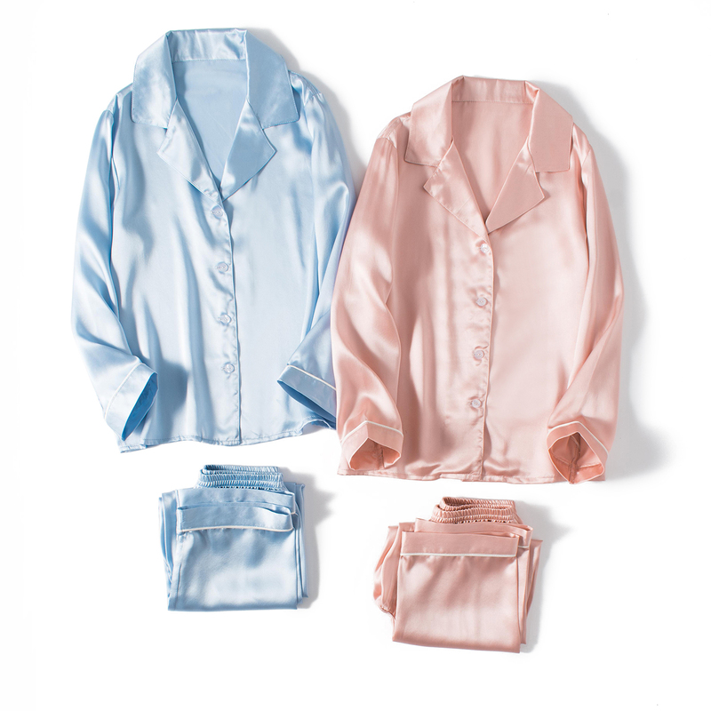 Children's Silk Pajamas Set, New Thin Long-Sleeved Long Pants Air-Conditioned Clothing for Boys and Girls, Mulberry Silk Home Clothes