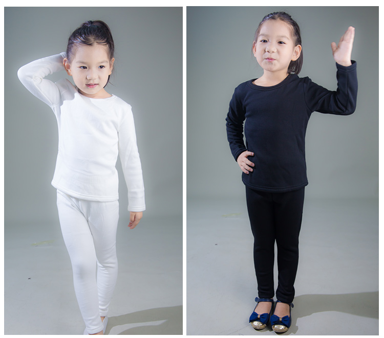 Mùa đông trẻ em bộ đồ lót nhiệt chàng trai trắng cộng với quần nhung cotton cô gái đen bó sát quần áo mùa thu quần dài đồ thể thao trẻ em