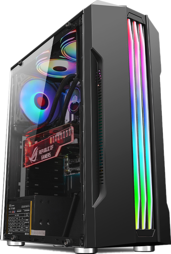 Fujitai Game Series Desktop Assembly Computer Case Game Side Transparent with Rgb Light Strip