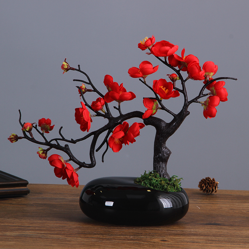 Zen Intentions Ceramic Vases Imitation Stone Decorations Plum Blossom Living-room Pendulum water-petted flower pots Creative Gold Günchen
