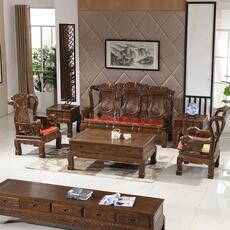 Махогани диван 国际红木家具鸡翅木沙发小户型新中式仿古别墅实木客厅沙发五件套
