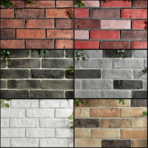Rustic retro culture brick blue brick TV background wall exterior wall small white brick red brick villa antique Nordic culture stone