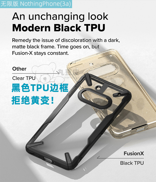 Ringke Clear/Camo INothing Phone 3, 3a, 3a Pro Transparent & Black Bumper, Textured Grip Nothing Phone Case