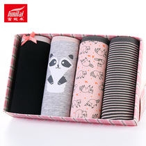 4-pack Funilai pure cotton crotch womens underwear female cotton incognito waist cartoon girl cute underwear 13038