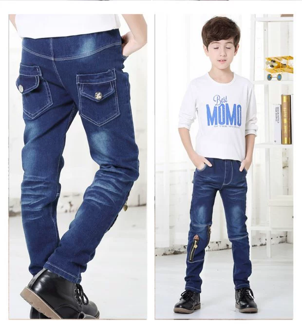 Bé trai 4 denim 5 quần 6 quần 7 mùa thu và mùa đông cộng với mẫu nhung 8 bé trai 9 trẻ em 10 cộng cotton 11 quần thủy triều 12 tuổi tiểu học