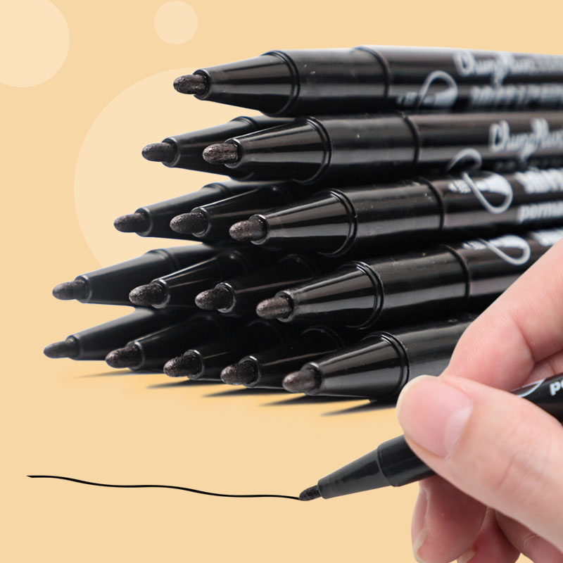 Oil marker pen Black oil pen hook line pen ink waterproof not easy to fall off the edge of the hook pen Small double-headed marker pen