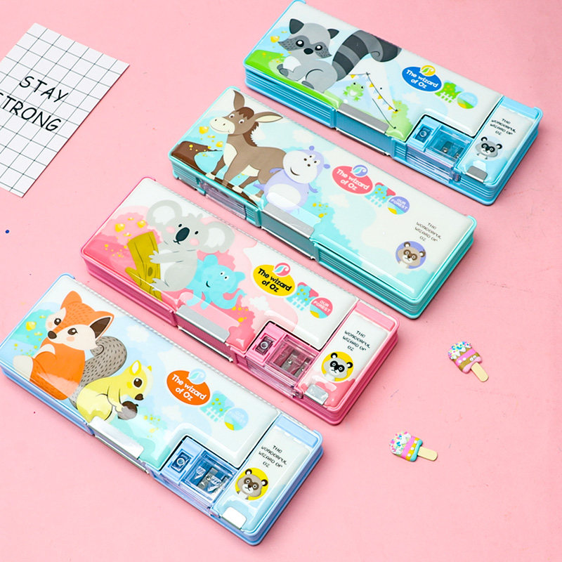 Net Red Multifunction Cute Girl Pencil Case Elementary School Boy Boy Child Toddler Cartoon Bifacial Magnetic lead pencil case