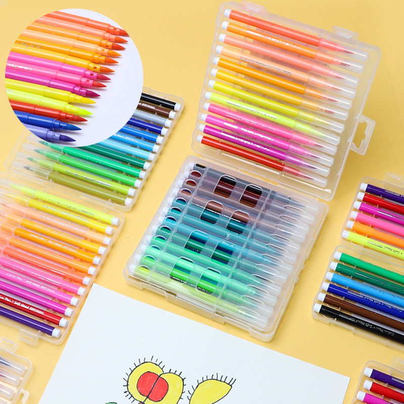 36 color soft head watercolor pen Children washable color pen set Art painting graffiti coloring brush soft pen