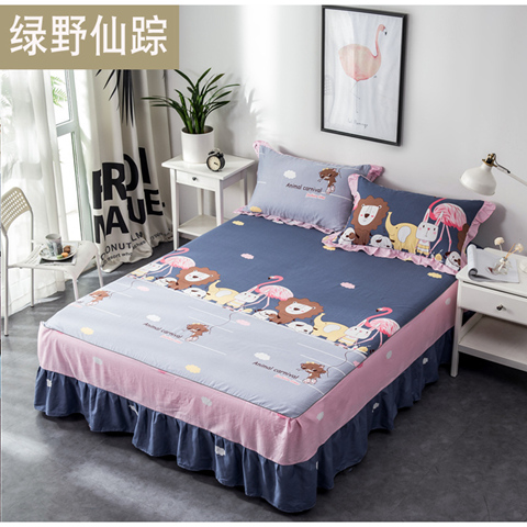 Phim hoạt hình dễ thương váy ngủ đơn mảnh cotton trẻ em trải giường 1,2 m 1,51,8m chống trượt giường giường váy