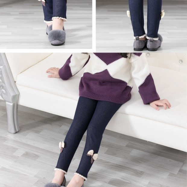Quần nhung mỏng giả denim mùa đông dày trẻ em thêu ấm áp với nhung cộng với nhung shop quan ao baby
