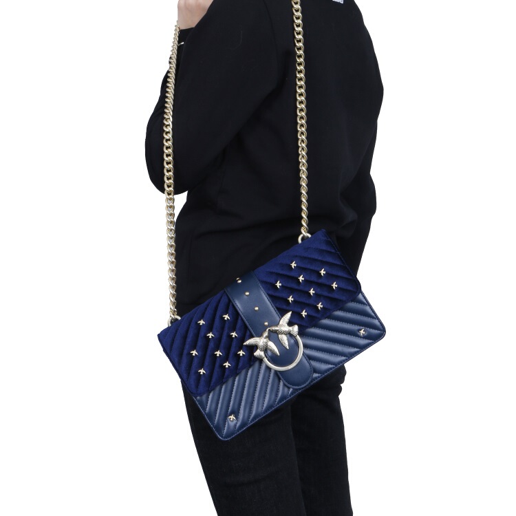 Pinko Women's Navy Blue Single Shoulder Crossbody Bag Swallow Bag 1P217R