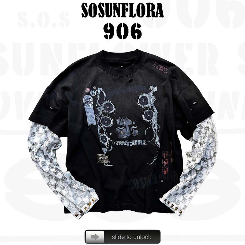 Sos Washed Vintage Patchwork Checkerboard Long-Sleeve T-Shirt Vintage Band Faux Two-Piece Studded Long-Sleeve T-Shirt Sos Washed Vintage Patchwork Checkerboard Long-Sleeve T-Shirt Vintage Band Faux Two-Piece Studded Long-Sleeve T-Shirt