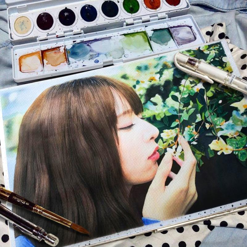 Pure hand-painted character portrait landscape color decoration painting gouache watercolor painting sketch color lead painting oil painting customization