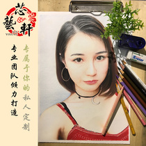 Generation drawing sketch portrait real person head photo custom hand drawn pencil drawing self portrait character portrait color lead painting