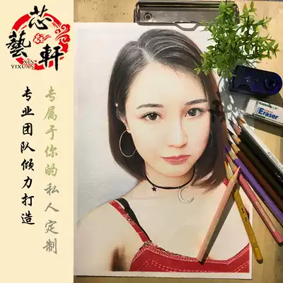 Generation drawing sketch portrait real person head photo custom hand drawn pencil drawing self portrait character portrait color pencil painting