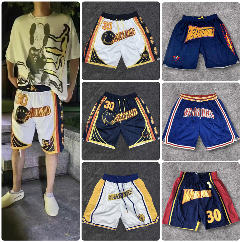 Curry's Same Champion Edition American-Style Sports Shorts, Embroidered Men's Quick-Dry Breathable High-Street Five-Point Shorts with Pockets, Basketball Shorts