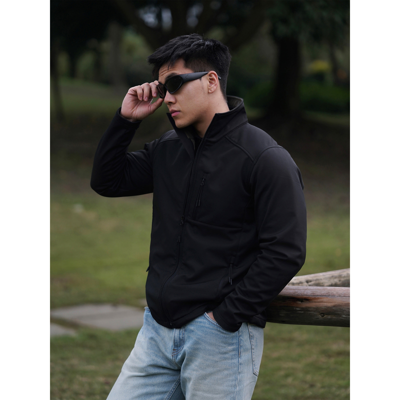【Shell Breaker Plan】Soft Shell Fleece-Lined Stand Collar Men's Windproof Casual Light Outdoor Hiking Breathable Fleece-Lined Jacket