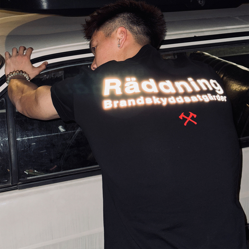 【Shell Breaking Plan】Fire Alarm Solona 3m Reflective Label Summer Cool Quick-Drying Moisture-Wicking Casual T-Shirt