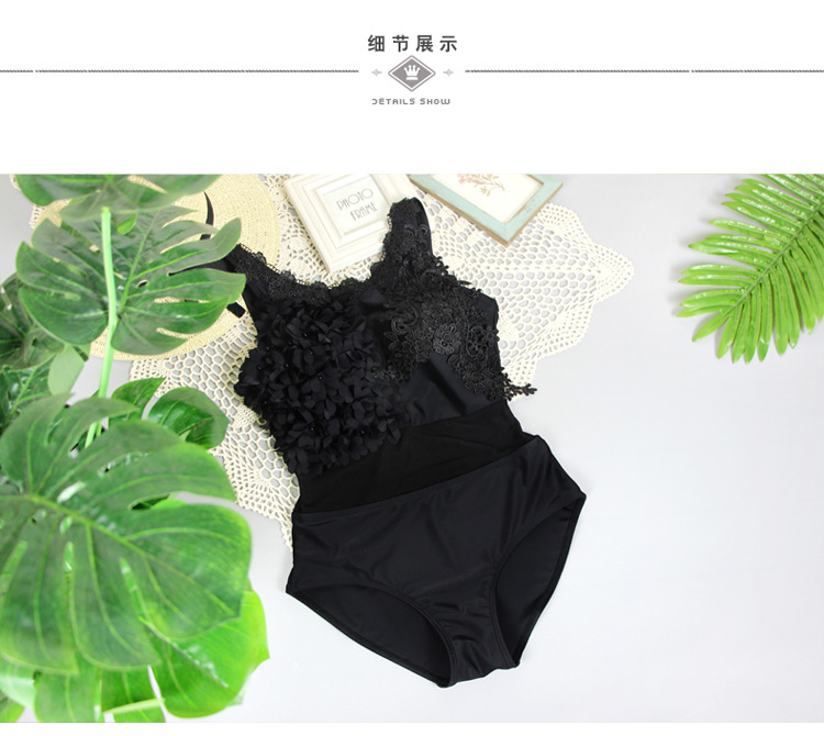 Bộ đồ bơi nữ Xiêm đen ren gợi cảm khoe ngực nhỏ thon gọn khoét lưng bikini khoét lưng nóng bỏng mùa xuân Hàn Quốc - Bikinis áo tắm cao cấp