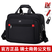 Swiss Sergeant Knife Shoulder Bag Mens Business Handbag Briefcase Oxford Cloth Water-Repellent Large Capacity Crossbody Bag