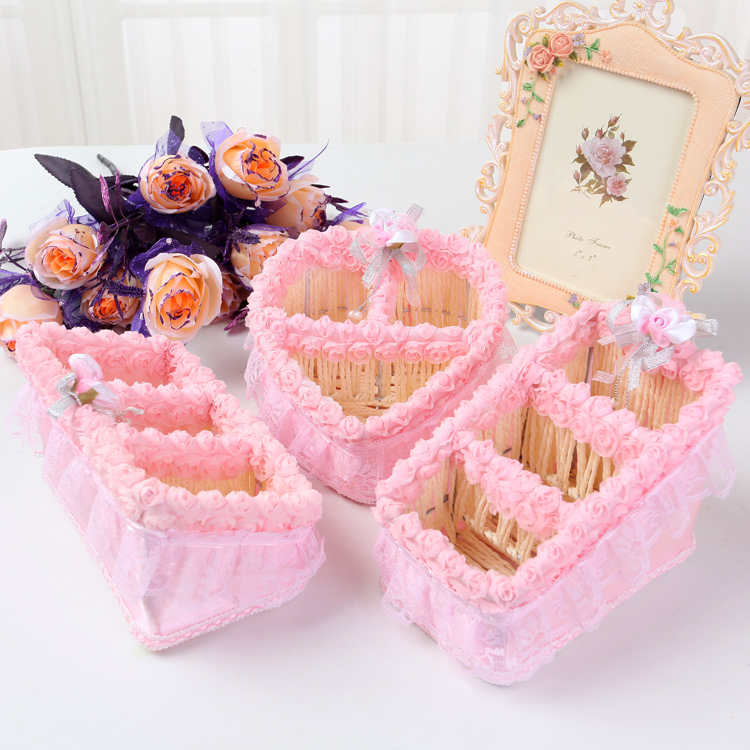 Lace Storage Basket Rattan Fruit Candy Basket Fabric Storage Basket Storage Basket Sundries Basket Rose Storage Basket