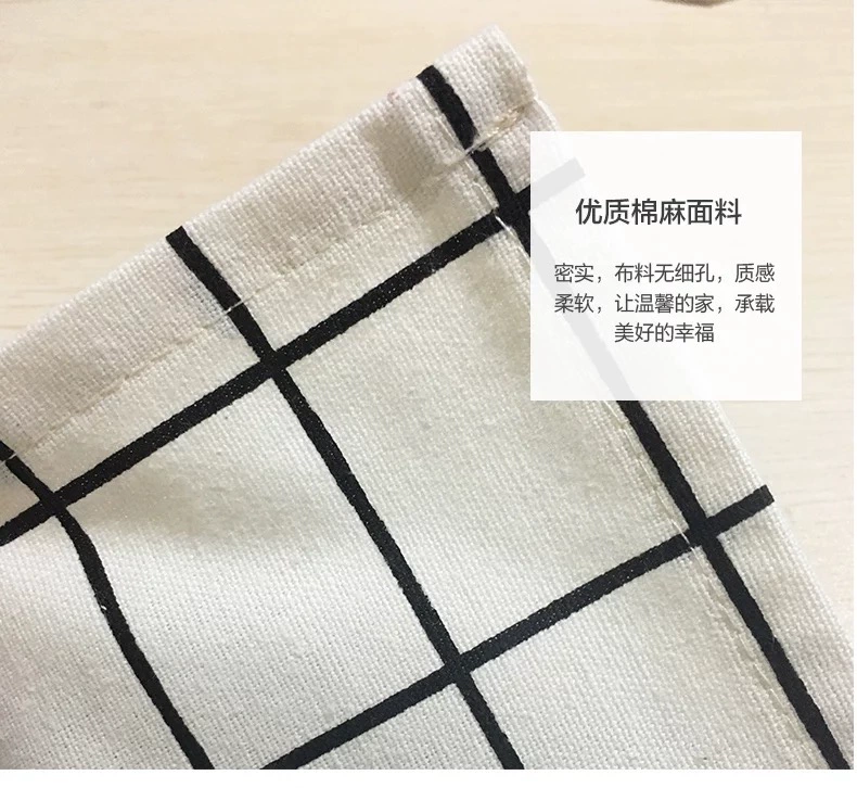 Vải cotton và vải lanh màu đen và trắng tartan bàn cà phê vải bàn rất đơn giản gió Bắc Âu ảnh nền bàn vải ký túc xá