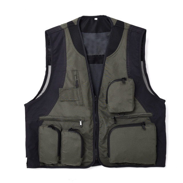 ການຖ່າຍຮູບ vest ໂລໂກ້ custom ການຫາປາການໂຄສະນານອກຖົງຫຼາຍຜູ້ອໍານວຍການ vest ອາສາສະຫມັກລວມ vest