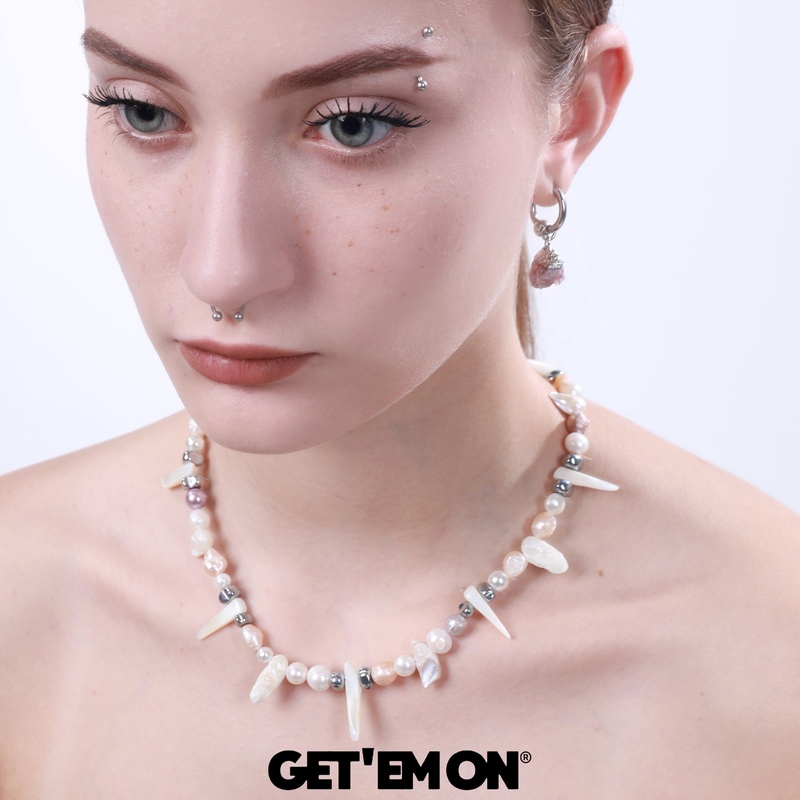 Getem on Getemon Original High-End Star Black Panther Series Couple American Hip-Hop Shell Pearl Necklace