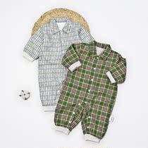 Pure cotton gauze baby one-piece baby single-breasted one-piece autumn outfit