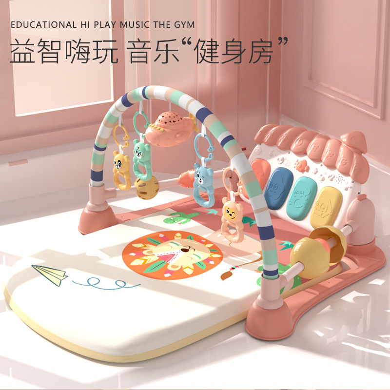Neonatal Puzzle Pedantic 0-3-year-old piano fitness rack male and female baby music play blanket toy rocking bell 