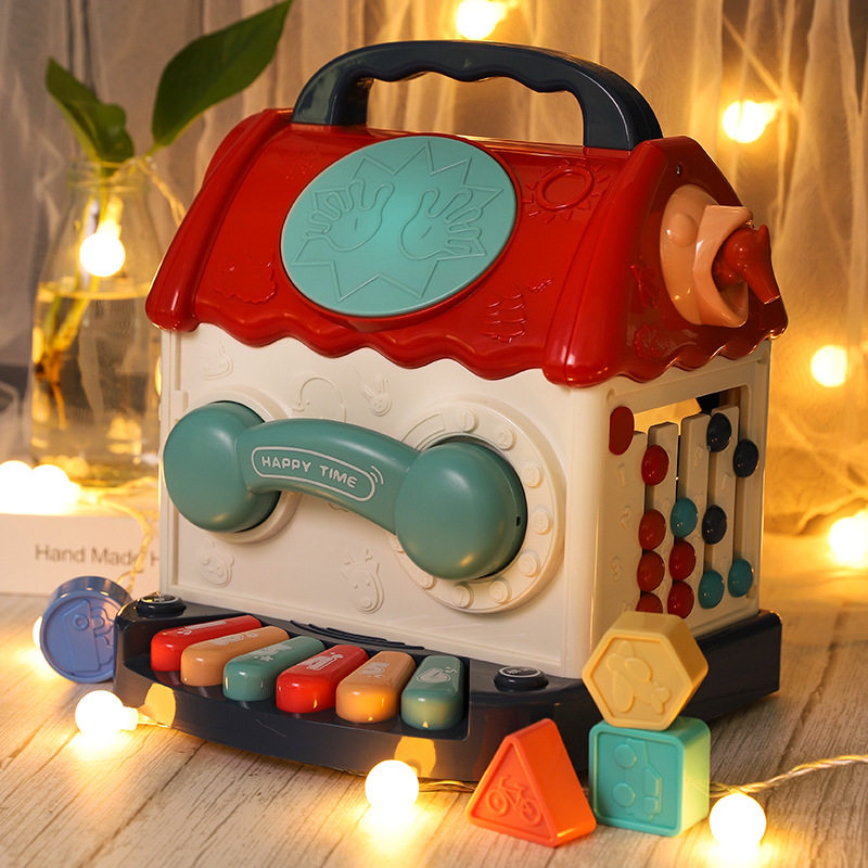 Children's hand drum toy piano beat drum three-dimensional game house multifunctional early education puzzle phone sand hammer baby