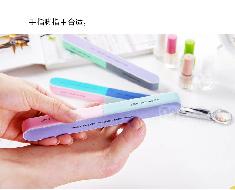 Sáng tạo in ấn nail tập tin đánh bóng chà nhám bảy mặt đánh bóng, móng tay công cụ nail file sửa chữa móng tay