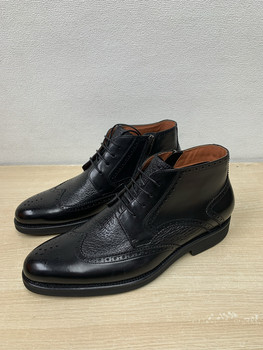 Handmade shoes, first-layer cowhide leather men's boots, zippered men's boots, british carved leather soles, italian velvet lining