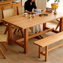 Table Japanese Leisure Plate Living Room Long Table Kung Fu Tea Stage Cherry Wood Log Log Household Thick Solid Wood Workbench