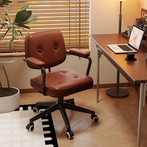 Компьютерный стул, подъемный офисный стул, удобный сидячий маленький вращающийся стул для дома в стиле ретро, письменный стул со спинкой