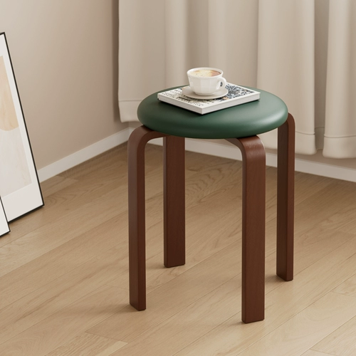 Стул из имитации цельного дерева, штабелируемый круглый табурет, бытовой, прочный и долговечный, скамейка с мягким покрытием, простой обеденный стол для гостиной, запасной высокий табурет