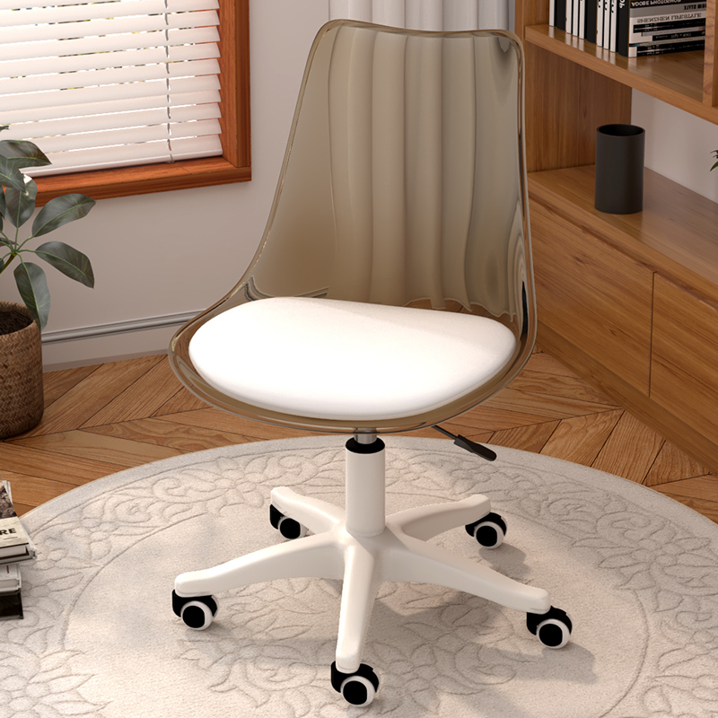 Transparent light brown tea back + white pad [can be lifted and rotated] nylon feet