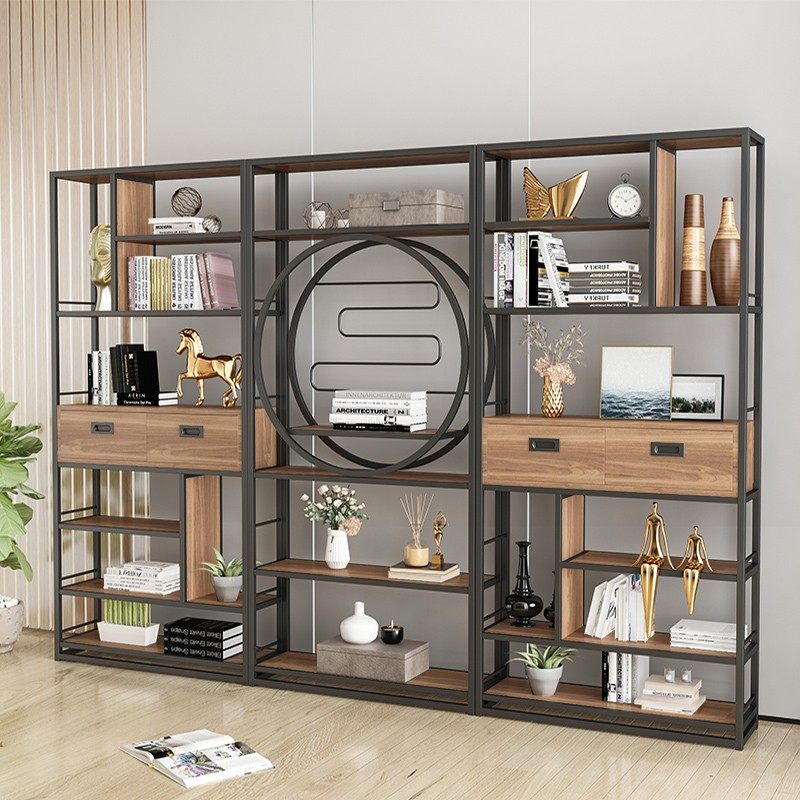 Office Solid Wood Partition Screen Cabinet Ground Sample Inter-Sample Shelf New Chinese Bogu Shelf Brief Bookshelves Landing