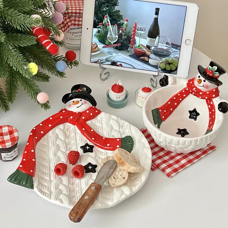 Christmas Snowman Bowl Ceramic Dessert Salad Bowl Christmas Gift Creative Cute Cartoon Fruit Bowl Christmas Decoration Christmas Snowman Bowl Ceramic Dessert Salad Bowl Christmas Gift Creative Cute Cartoon Fruit Bowl Christmas Decoration