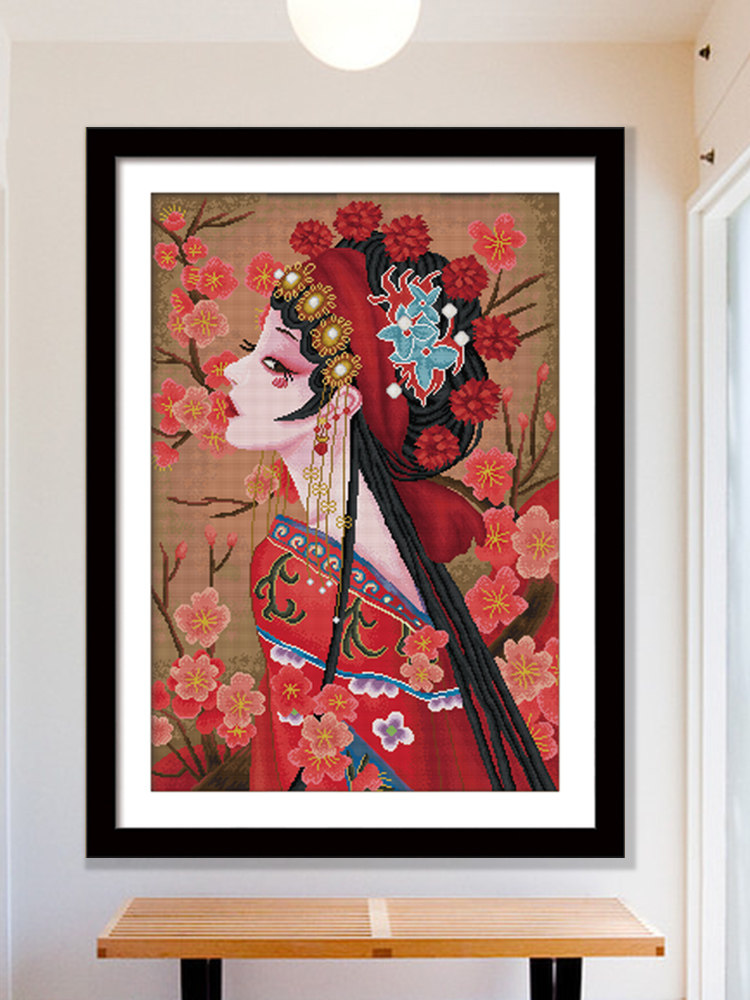 KS Cross embroidered 2020 new living room Populace Peking Opera Flower Denier Thread Embroidered figure handown embroidered Chinese Wind Series