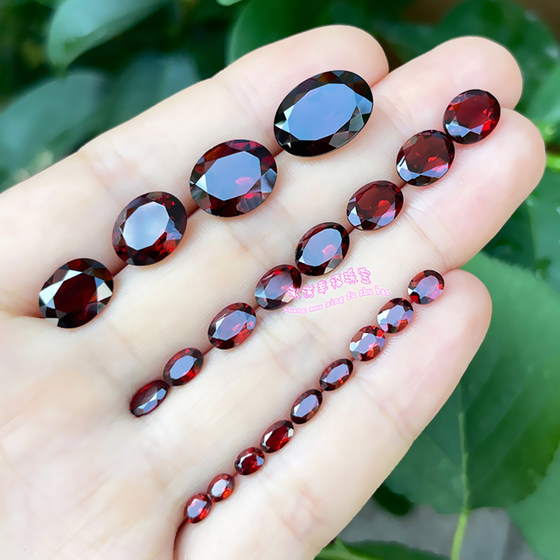 Natural garnet bare stone ring surface oval 3*4MM-10*14MM garnet raw stone with stone