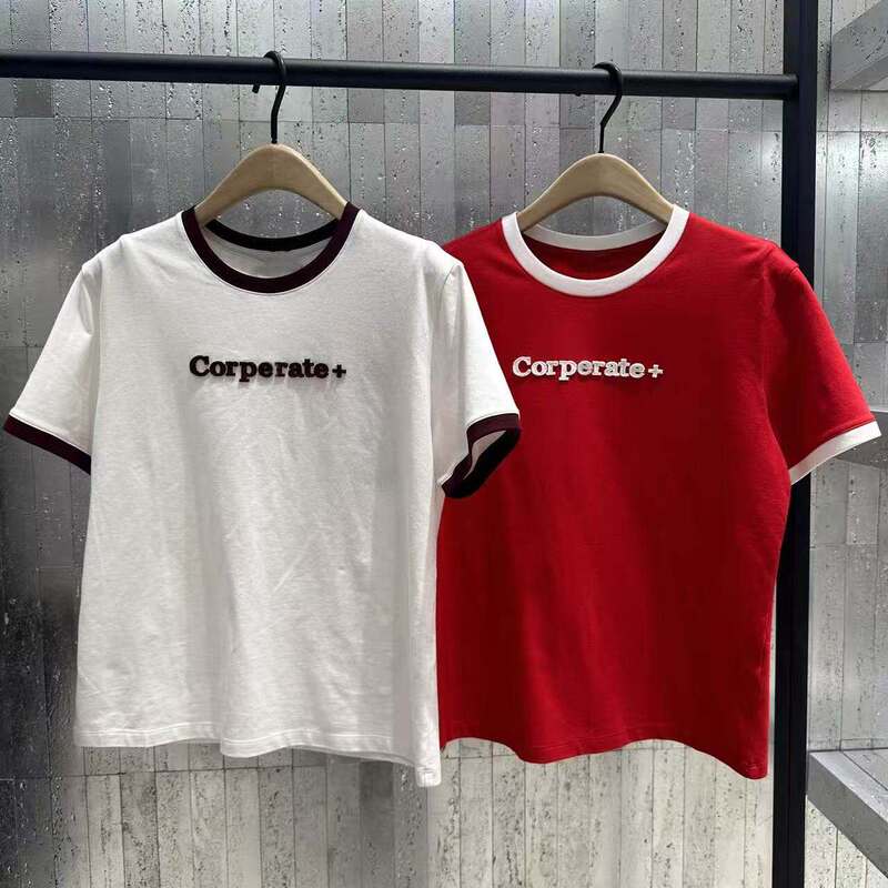 Mo2026 Genuine Summer New Fashion Round Neck Letter Embroidery Slim Fit Short-Sleeved T-Shirt Mbf2Tee018