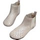 ເກີບໜັງແທ້ retro hollow women's sandals flat sleeve slip-on short boots toe layer cowhide sandals handmade soft sole breathable