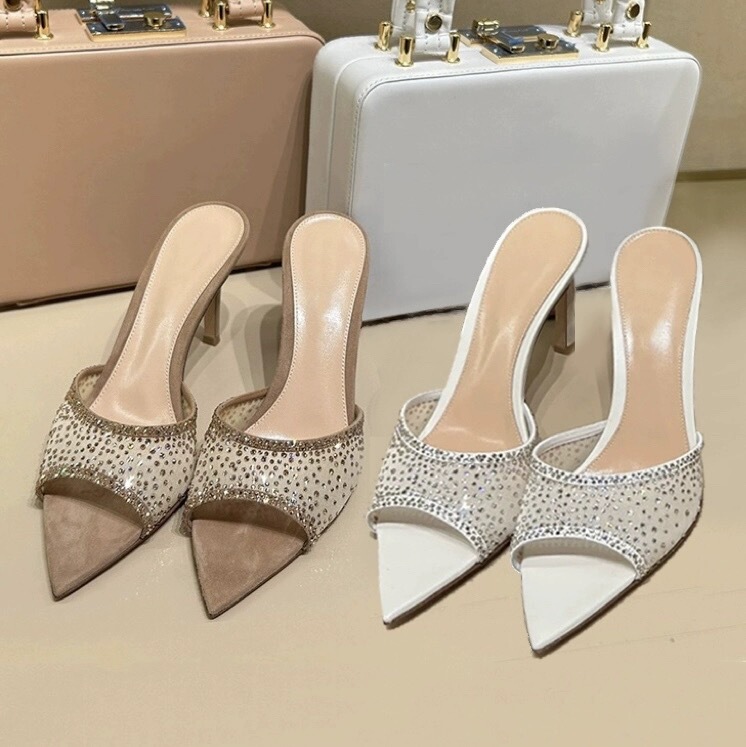 Trendy Women's Sandals for Summer 2024, New Style with Thin Heels, Pointed Toes, Stunning High Heels, Open-Toe, Single Strap Sandals