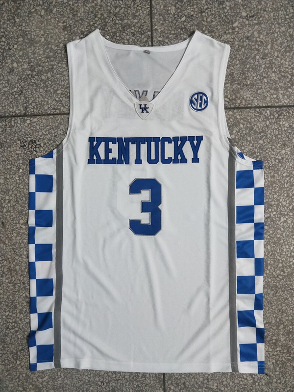 Kentucky No. 3 Maxi Blue and White Embroidered Jersey Retro Hip-Hop Couple Basketball Uniform