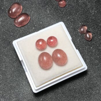 Earring material! natural strawberry crystal ring surface loose stone