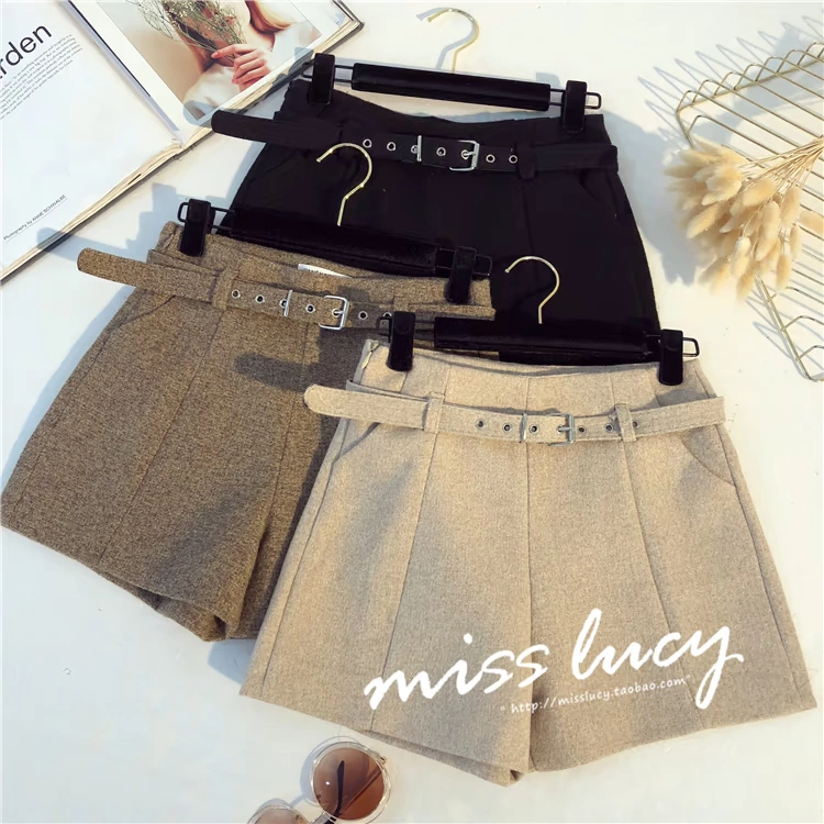 Quần len nữ mùa thu đông mới phiên bản Hàn Quốc của quần lửng ống rộng cao hoang dã mặc quần ống rộng ống quần ống rộng quần ống rộng