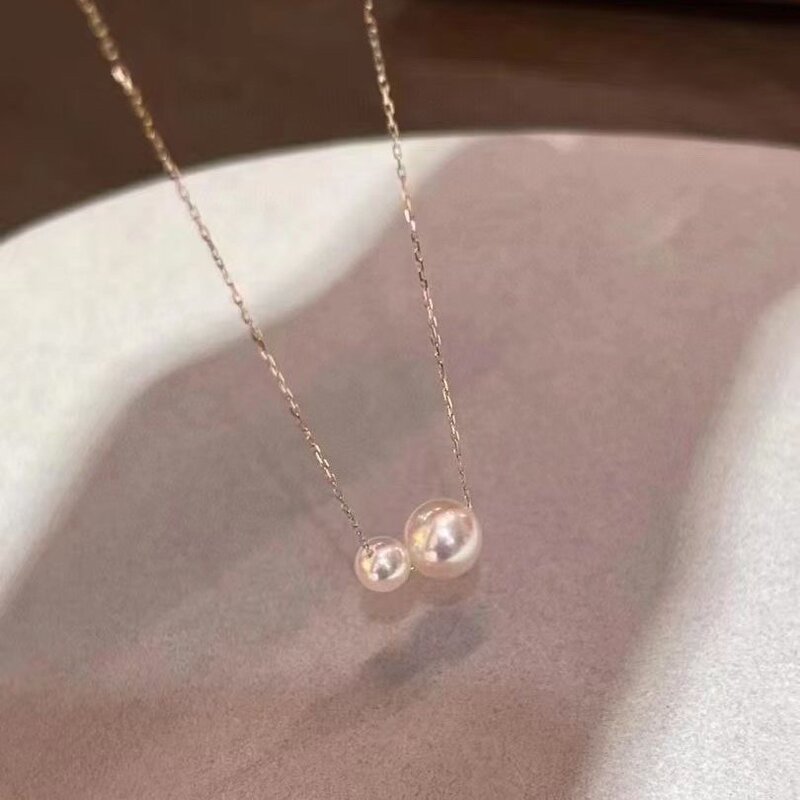 Transfer Double Beads | New Akoya Freshwater Pearl S925 Silver Necklace Pearl Necklace 520 Gift Box High-End Light Luxury