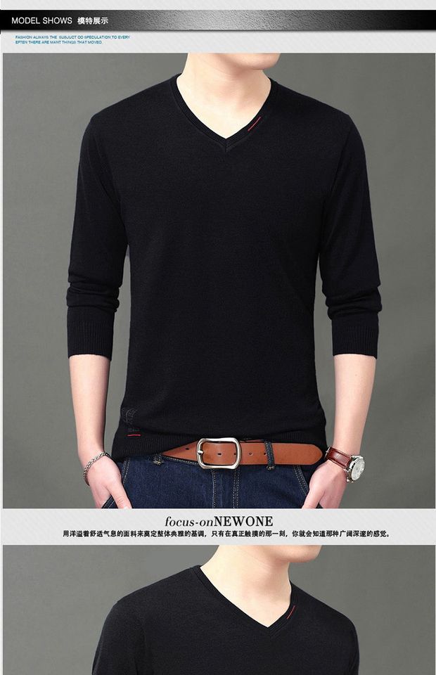 Áo len mỏng mùa thu Áo len cổ chữ V dành cho nam - Hàng dệt kim shop quần áo nam