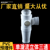 PVC pipe cyclone pre-embedded adjustable noise reduction silencer inner spiral special single riser cyclone tee 110 four-way